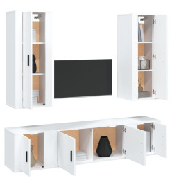 Ensemble de meubles TV 5 pcs Blanc Bois d'ingénierie