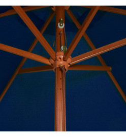 Parasol d'extérieur avec mât en bois Bleu 200x300 cm