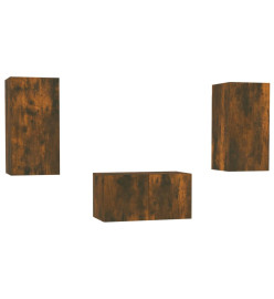 Ensemble de meubles TV 3 pcs Chêne fumé Bois d'ingénierie