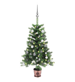 Arbre de Noël artificiel pré-éclairé et boules 65 cm vert