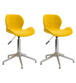 Chaises pivotantes à manger lot de 2 jaune moutarde velours