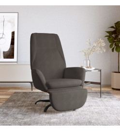 Chaise de relaxation avec repose-pied Gris foncé Velours