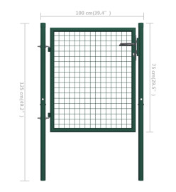 Portail de clôture Acier 100x75 cm Vert