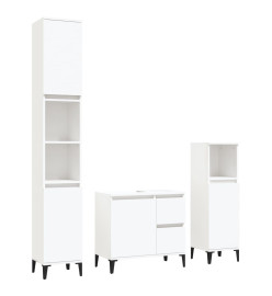 Ensemble d'armoires salle de bain 3 pcs blanc bois d'ingénierie