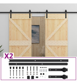 Porte coulissante avec kit de quincaillerie 80x210cm Pin massif