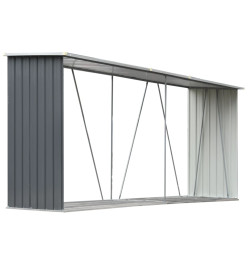 Abri de stockage de bois Acier galvanisé 330x84x152 cm Gris