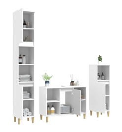 Ensemble de meubles salle de bain 3 pcs blanc bois d'ingénierie