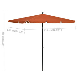 Parasol de jardin avec mât 210x140 cm Terre cuite