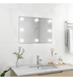 Miroir mural sans cadre avec lampes LED Rectangulaire Verre