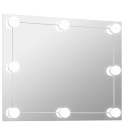 Miroir mural sans cadre avec lampes LED Rectangulaire Verre