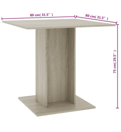 Table à dîner Chêne sonoma 80x80x75 cm Bois d'ingénierie