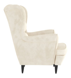 Fauteuil blanc crème velours