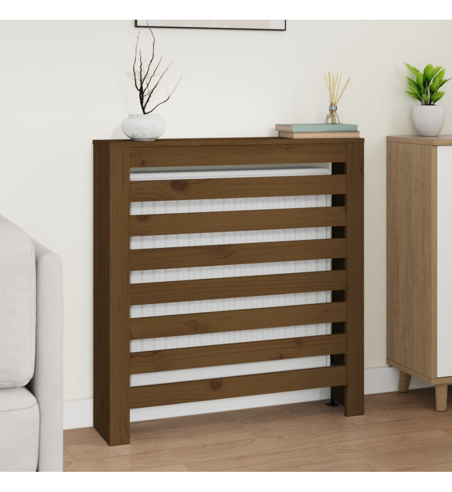 Cache-radiateur Marron miel 79,5x19x84 cm Bois massif de pin