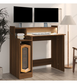 Bureau et lumières LED Chêne brun 97x45x90 cm Bois d'ingénierie