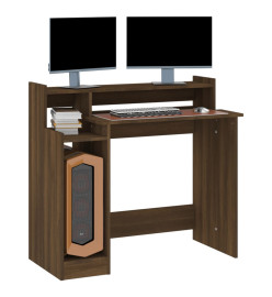 Bureau et lumières LED Chêne brun 97x45x90 cm Bois d'ingénierie