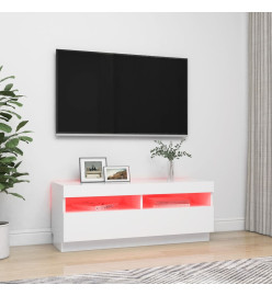 Meuble TV avec lumières LED Blanc 100x35x40 cm