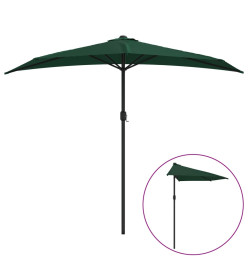 Parasol de balcon avec mât en aluminium Vert 270x144 cm Demi