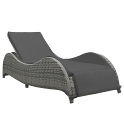 Chaise longue avec coussin Résine tressée Anthracite