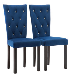 Chaises à manger lot de 2 bleu foncé velours