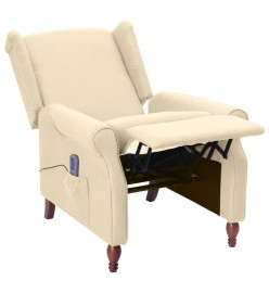 Fauteuil de massage inclinable Crème Tissu