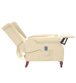 Fauteuil de massage inclinable Crème Tissu