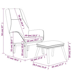 Chaise de relaxation avec repose-pied Gris foncé Tissu