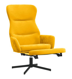 Chaise de relaxation avec repose-pied Jaune moutarde Velours