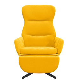 Chaise de relaxation avec repose-pied Jaune moutarde Velours