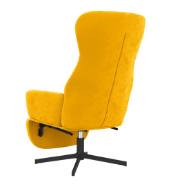 Chaise de relaxation avec repose-pied Jaune moutarde Velours