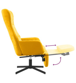 Chaise de relaxation avec repose-pied Jaune moutarde Velours