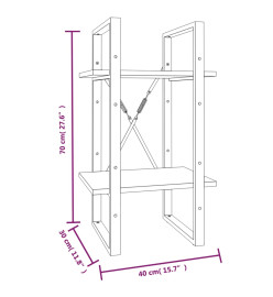 Bibliothèque 2 niveaux Chêne brun 40x30x70 cm Bois d'ingénierie