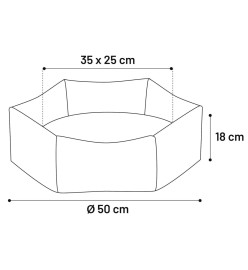 FLAMINGO Lit pour chien fermeture éclair Ziva Hexagonal 50x18 cm Ocre