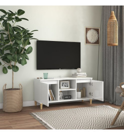 Meuble TV avec pieds en bois Blanc brillant 103,5x35x50 cm