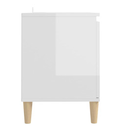 Meuble TV avec pieds en bois Blanc brillant 103,5x35x50 cm