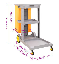 Chariot de nettoyage avec seau à serpillière polypropylène