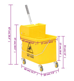 Chariot de nettoyage avec seau à serpillière polypropylène