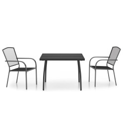 Ensemble de salle à manger de jardin 3 pcs anthracite acier