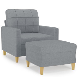 Fauteuil avec repose-pied Gris clair 60 cm Tissu