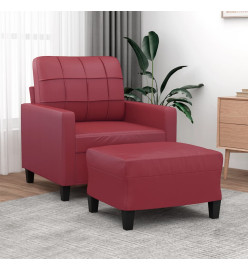 Fauteuil avec repose-pied Rouge bordeaux 60 cm Similicuir