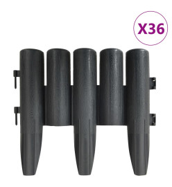 Bordures de pelouse 36 pcs Anthracite 10 m PP