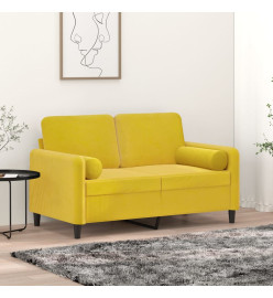 Coussins décoratifs 2 pcs Jaune Ø15x50 cm Velours