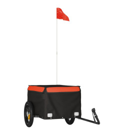 Remorque pour vélo noir et orange 30 kg fer