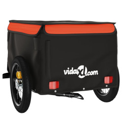 Remorque pour vélo noir et orange 30 kg fer