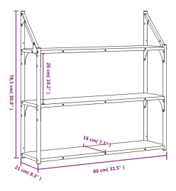 Étagère murale 3 niveaux chêne sonoma 80x21x78,5 cm