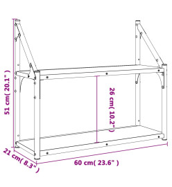 Étagère murale 2 niveaux chêne sonoma 60x21x51 cm