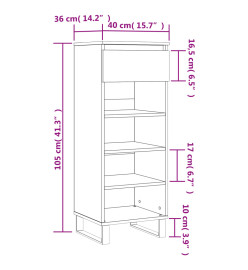 Armoire à chaussures Chêne fumé 40x36x105 cm Bois d'ingénierie