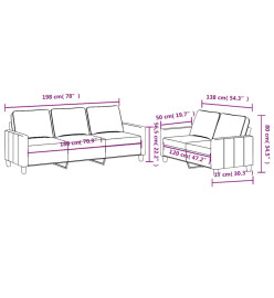 Ensemble de canapés 2 pcs avec coussins Jaune clair Tissu