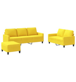 Ensemble de canapés 3 pcs avec coussins Jaune clair Tissu