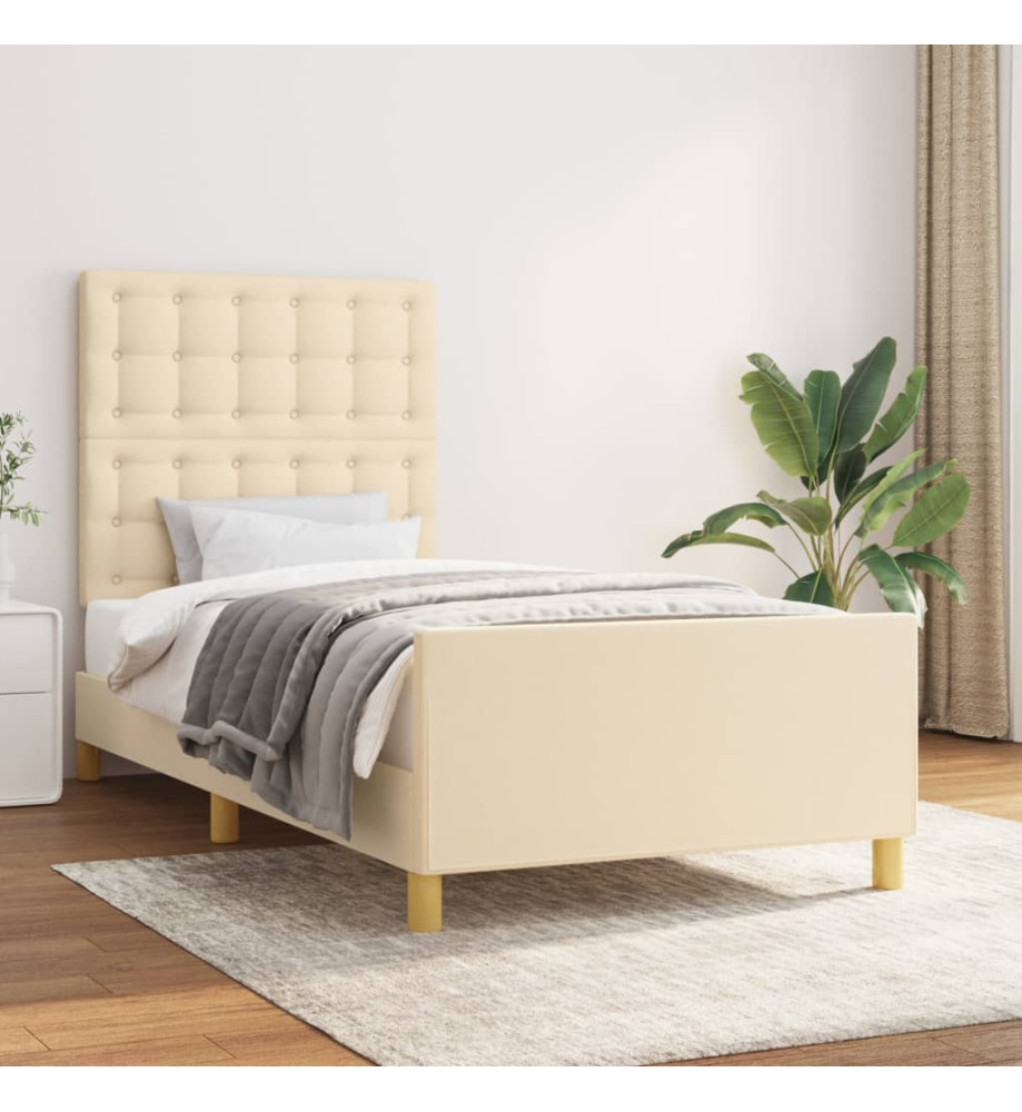 Cadre de lit avec tête de lit Crème 80x200 cm Tissu Cadre de lit avec tête de lit Crème 80x200 cm Tissu