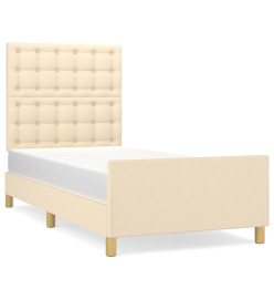 Cadre de lit avec tête de lit Crème 80x200 cm Tissu